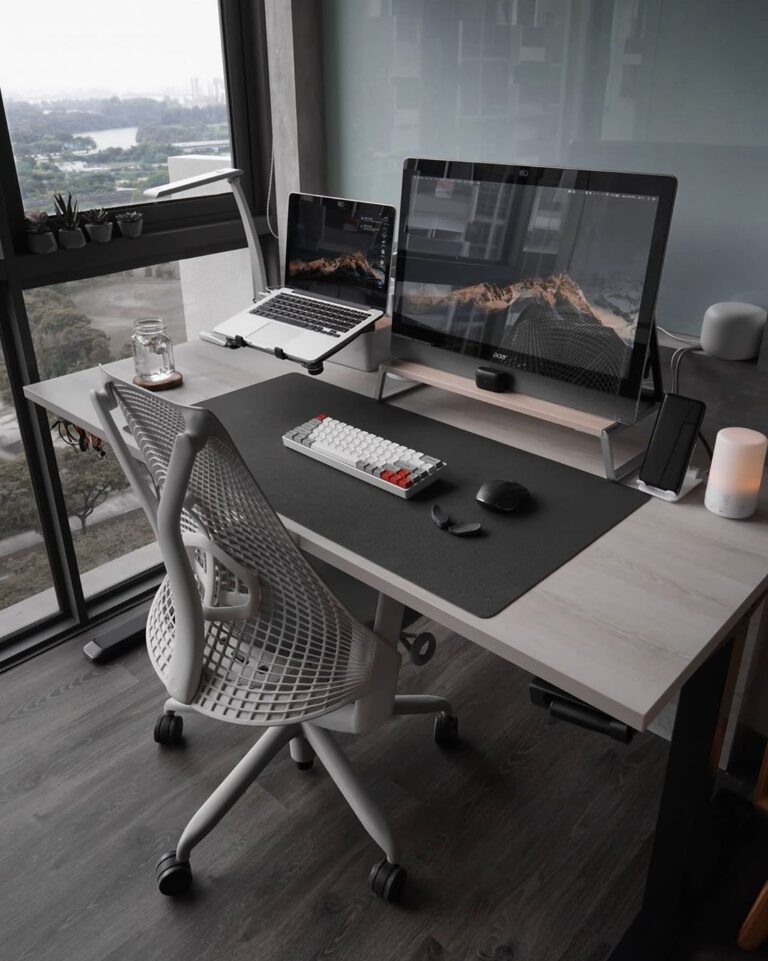 minimal desk setups wide screen setup